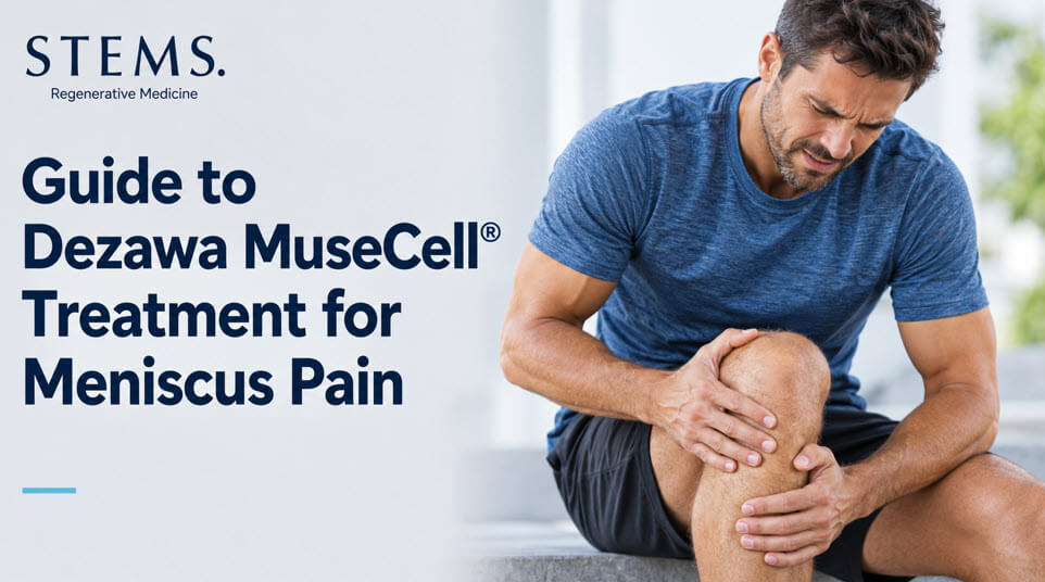 Meniscus Pain Treatment with MuseCells Man Holding Knee