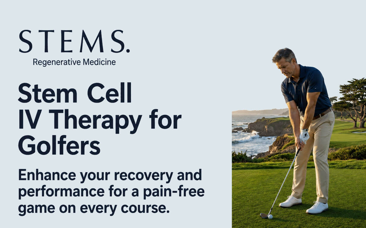 Stem cell IV for golf pain blog title card